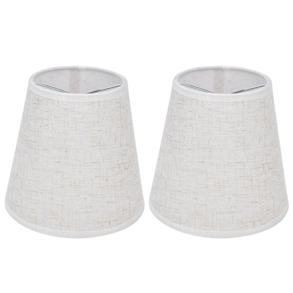 2 STK Bordlampeskjerm Stoff Klemme På Lampeskjerm for E14 Skrue Lysestake Lampe LysekronePT09 Lin