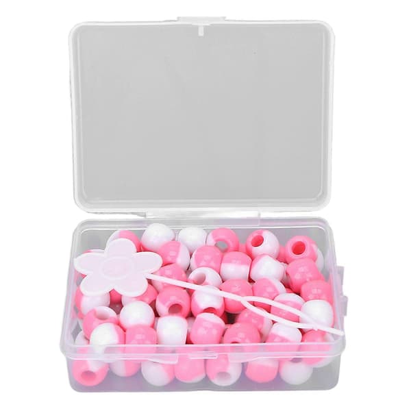 74 pcs Round Hair Beads DIY Plastic Crochet Braid Wig Accessories Braid Dreadlock Beads Hair Braiding Tools Pink YMMR)
