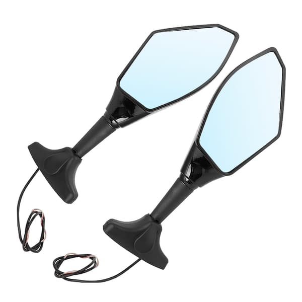 2 st LED-backspeglar Modifierade Motorcykel Spegel Lamp Shell med Ljus (svart)
