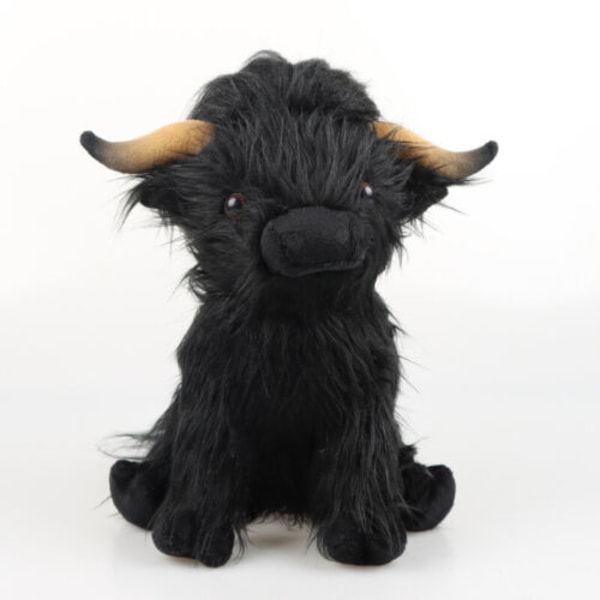 25 cm Highland Cow mjuk plysch skotsk skotsk ko present Black