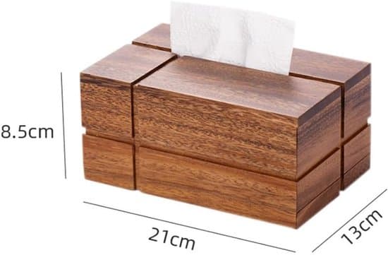 Solid Black Walnut Tissue Box - A Stylish Wooden Tissue Box for Living Room, Coffee Table, or Desk, Measuring 21 × 13 × 8.5 cm