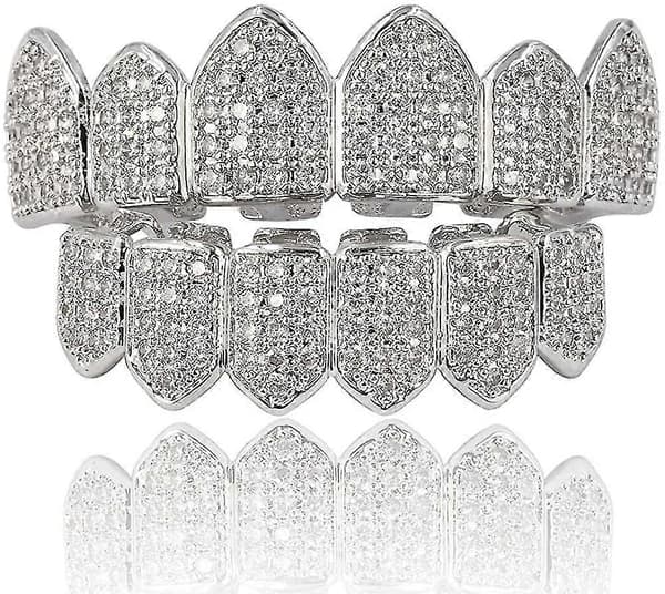 18k kullatut Micro Iced-out Grillz lisävalutangoilla