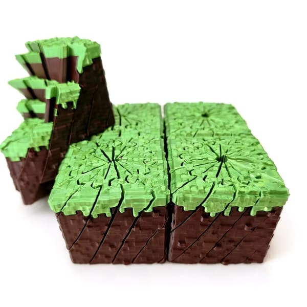 3D-printet stresslindrende gressblokk – 5cm x 5cm