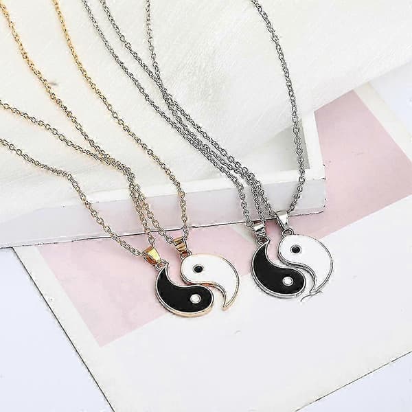 Stitching Yin Yang Halskæde til Tai Chi Øvelse Par Sæt Gold
