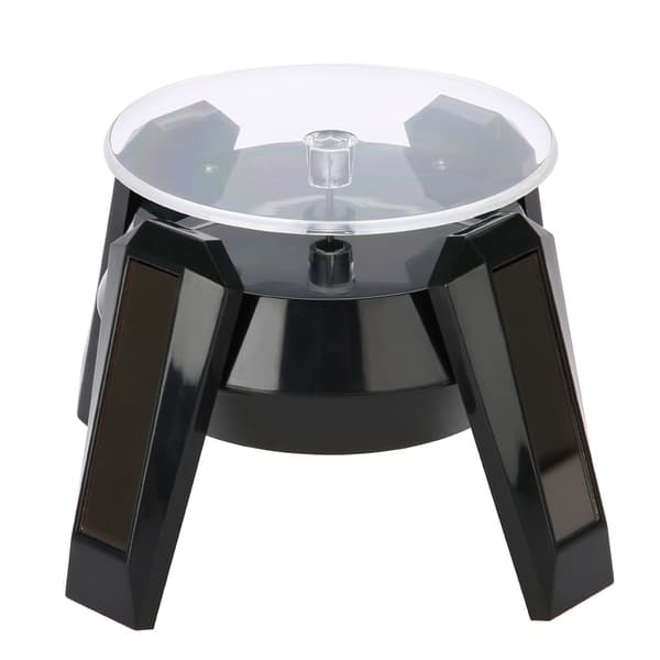 Solar 360 Grader Roterende Drejeskive Ur Telefon Smykker Display Stand LED Lys (Sort)