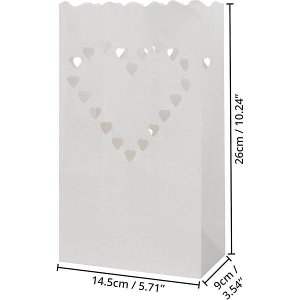 Brandsikkert papir lysposesæt - 10 hjerteformede holdere til begivenheder, fester, valentinsdag, forlovelse, bryllup