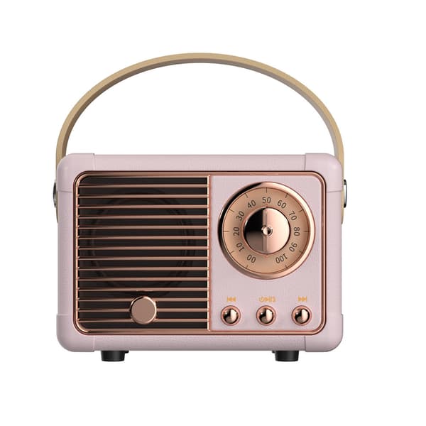 Retro Bluetooth Speaker, Classic Old Style Vintage FM Radio, High Volume, Wireless Bluetooth 5.0 Connection (Pink) Pink
