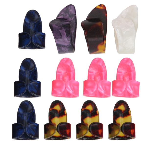 12 stk. Plekter for fingre Celluloid Tommel Pekefinger Gitar Tilbehør med Oppbevaringsboks