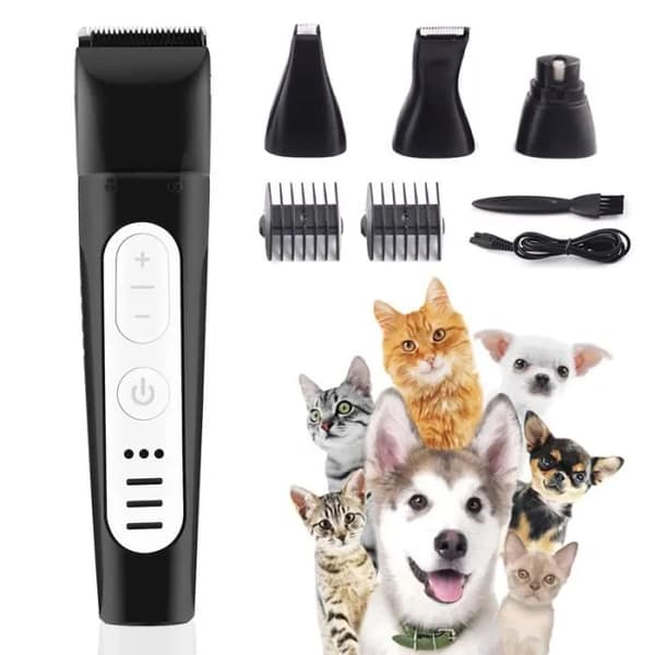 Electric Pet Clipper - Professional - Cordless - Rechargeable - 4-in-1 - Black