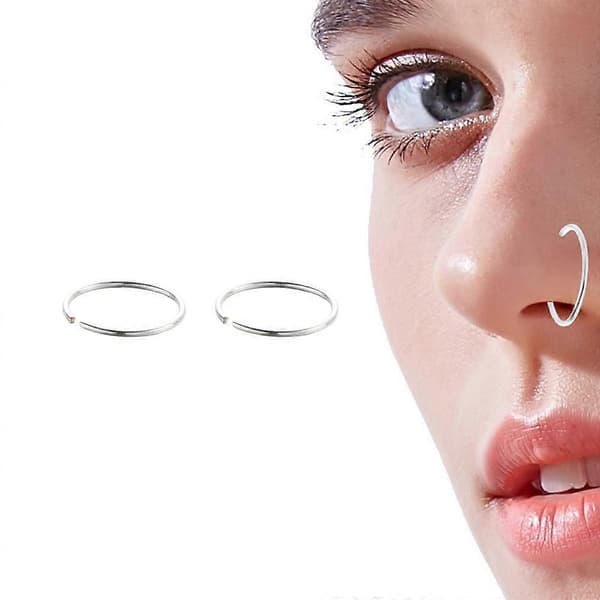 S925 sterling silver näsring rund näsring, 2st 10mm