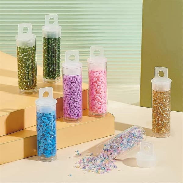 30 Pcs Clear Tube Bead Containers, Plastic Storage Tubes with Lids Transparent