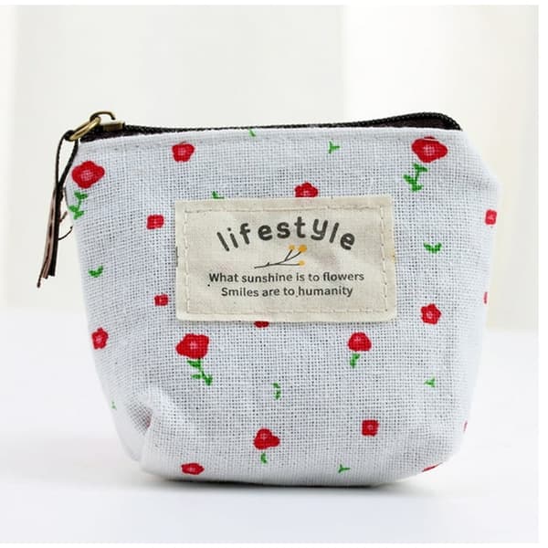 Canvas plånbok, myntklämma med dragkedja, miniplånbok, 4 stycken