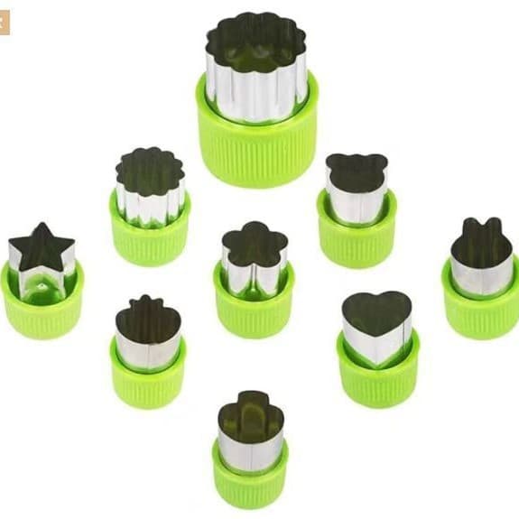 Home Vegetable and Fruit Cutter Set - Green - 9-Piece Set in a Bag