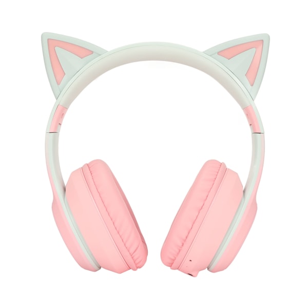 Cat Ear Bluetooth Gaming-hodetelefoner Trådløst sammenleggbart musikkhodesett med LED-lys Avtakbar mikrofon 3,5 mm kabel pink