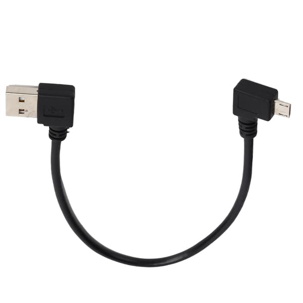 USBA till Micro USB Hane Datakabel Rätvinklig Anslutningsadapterkabel 24cm Svart