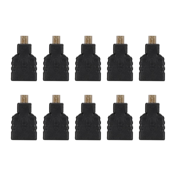 10 stk Svart ABS Micro HDMI til HDMI Adapter Kobling Støtte 1080P for Raspberry Pi 4B