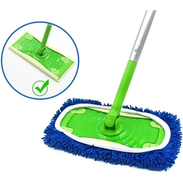 4-pak grøn, egnet til Swiffer Sweeper med flad moppeklud, vaskbar og genanvendelig mikrofibermoppe