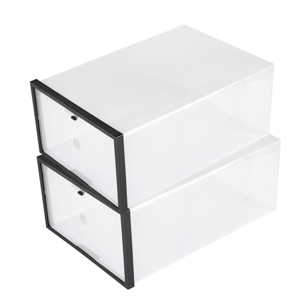 Klar Foldbar Plast Skuffe Sko Opbevaringskasse Stabelbar Boks Organizer Sort