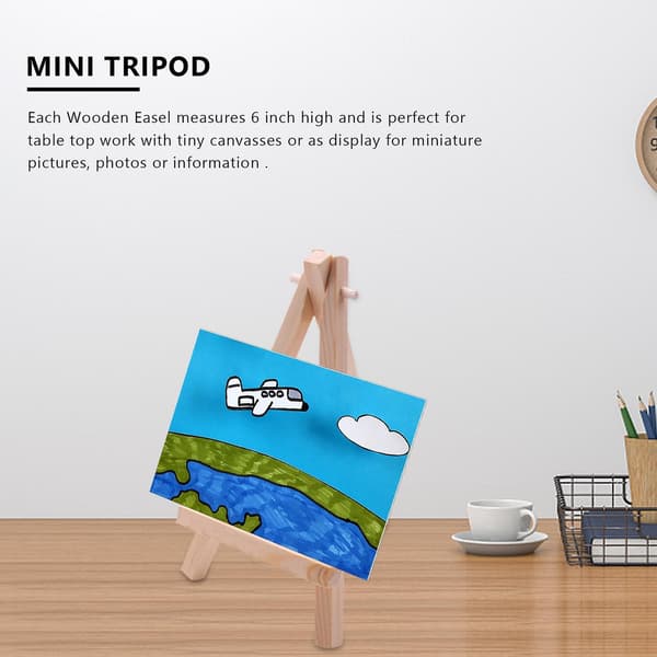 10 stk. Mini Træ Staffeli til Kunstnere - Trekantet Bordstativ til Bryllup Displayholder - 15 x 8 cm - WELLNGS