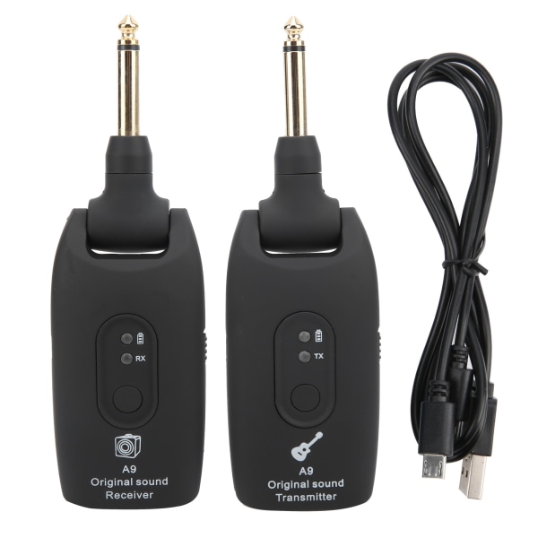 Gitar Sändare Mottagare Trådlöst System A9 2.4GHz USB-kabel Musikinstrument Tillbehör Svart