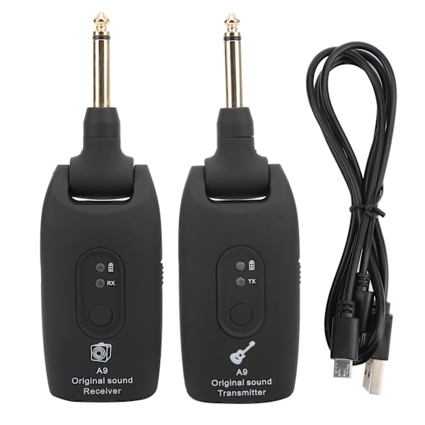 Kitara Lähetin Vastaanotin Langaton Järjestelmä A9 2.4GHz USB-kaapeli Musiikki-instrumentti Tarvikkeet Musta