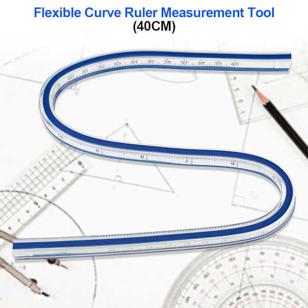 Joustava käyräviivain mittaustyökalu piirtämiseen, maalaamiseen, grafiikkaan ja vaatesuunnitteluun (40 cm)