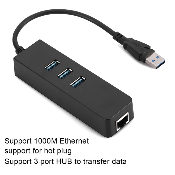 DM HE27 RTL8153 USB 3.0 Ethernet-konverteradapter med 3-port 3.0 HUB til RJ45 Drive Free