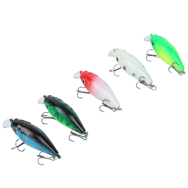 5 stk. Crankbait Lokkemad Sæt Æske Fiskeri Farverig Highfiber Kunstig Grej Kroge (Stil 1)