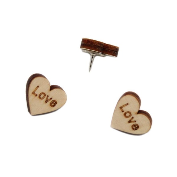 Dekorativt Love Heart Push Pins Sæt af træ - Pakke med 20 til Cork Boards, Maps, Photos, Bulletin Board