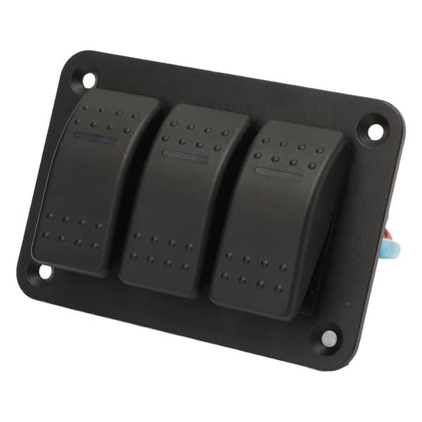 3 Gang Rocker Switch Panel IP65 Vandtæt DC12‑24V Blåt Lys Universal til Både Marine Lastbiler