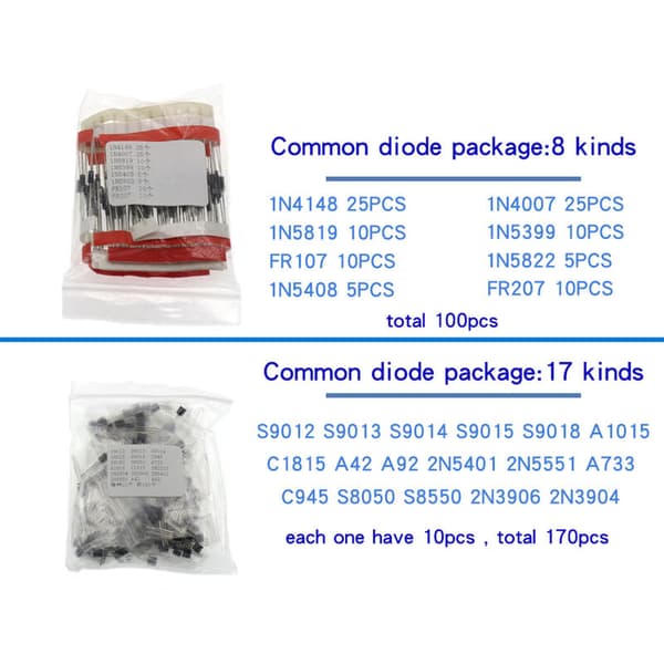 1390-piece Resistor Set, LED, Diode Crystal, Capacitor, Resistor, Ceramic Chip