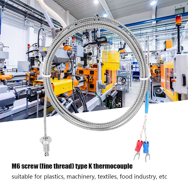 M6 Skruv Fin Gänga Typ K Termoelement Temperatursensor Kabel 0-400℃ (5 m)