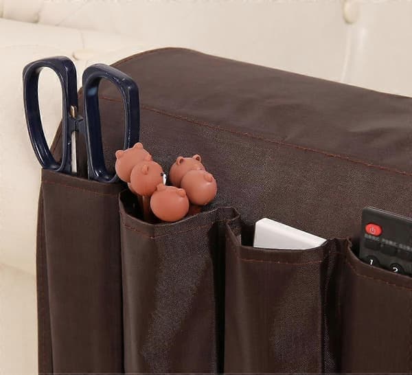 (Brun) Sofaarmlene Oppbevaringsveske, Sofafjernkontrollholder Sofa Oxford
