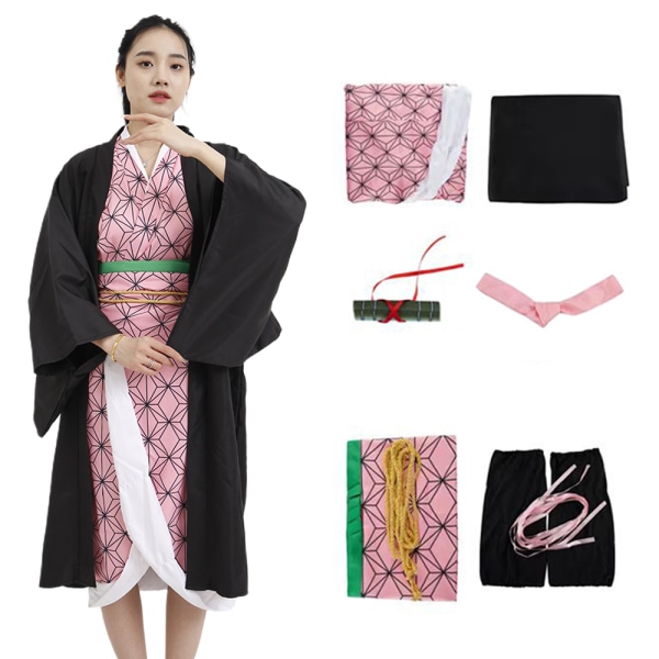 Nezuko Kamado Kimono rollspelsdräkt för kvinnor L