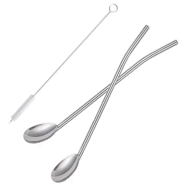 Dricksugrörssked i rostfritt stål, återanvändbart sugrör i metall