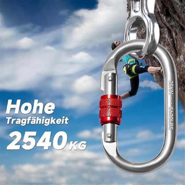 st karabinkroker 25 kN, O-formede karabinkroker Silver  Red