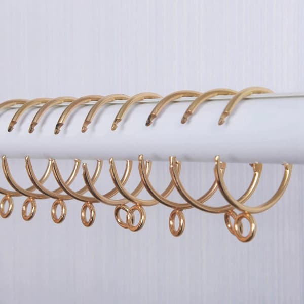 Guld Gardinringe Sæt med 20 - Rustfri Metal Gardinringe med Åbningsbart Design (1,5 tommer)