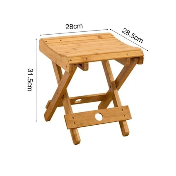 Bamboo Folding Stool Small Portable Bench Shower Stool Suitable for Bathroom Sauna Spa Height 31.5 cm