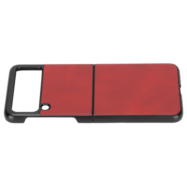Leather Case for Samsung Galaxy Z Flip 3 Mobile Phone Shockproof Scratch Cover Red