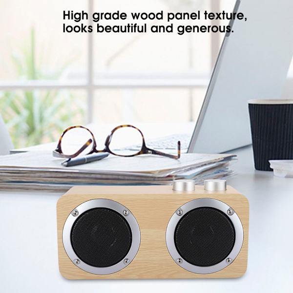 Högkvalitativ Mini Subwoofer-högtalare i Trä med Bluetooth, Vred och Ljudkabel