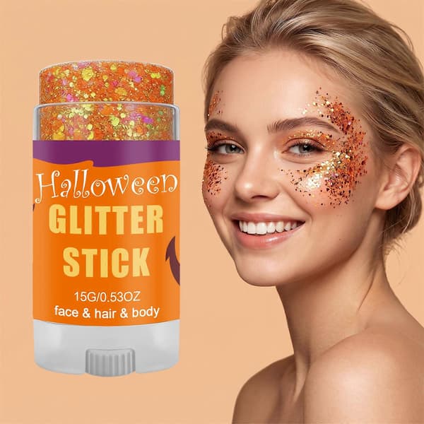 2 st Halloween Glitterstift, Orange, för Ansikte och Kropp, Festsmink