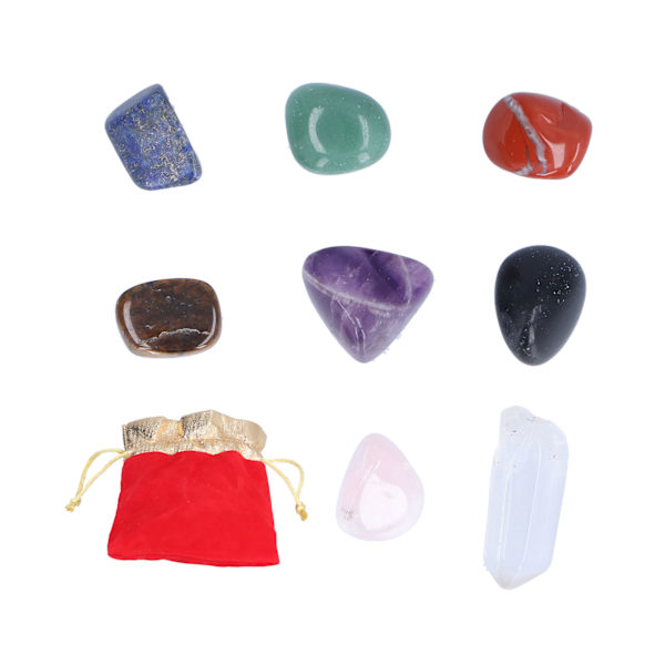 8 Sorters Kristall Ädelstenar Healing Chakra Balans Sten Set med Förvaringspåse för Hemmakontor