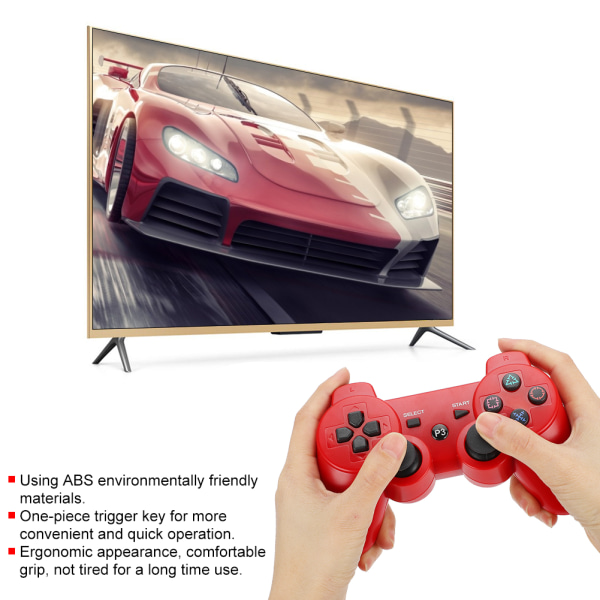 Trådløs Intelligent Bluetooth Game Gamepad Funktionelt Håndtag Signalstabilisering til PS3 rød
