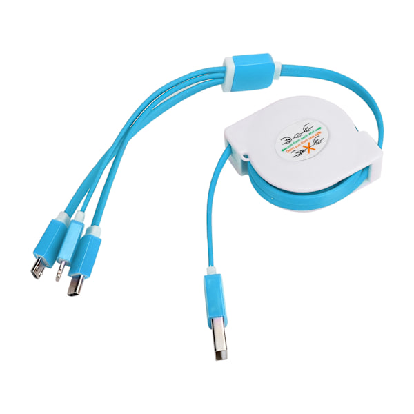 3 i 1 USB Udtrækkeligt Kabel Multipel Opladningsadapter til IOS/Type C/Micro Port Blå