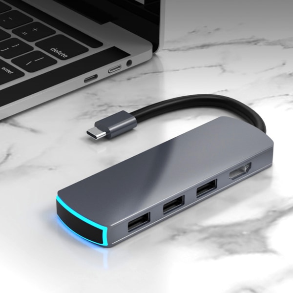 6-i-1 Dockningsstation Mörkgrön Multifunktionell Typ C till HDMI Högupplöst Hubb Adapter