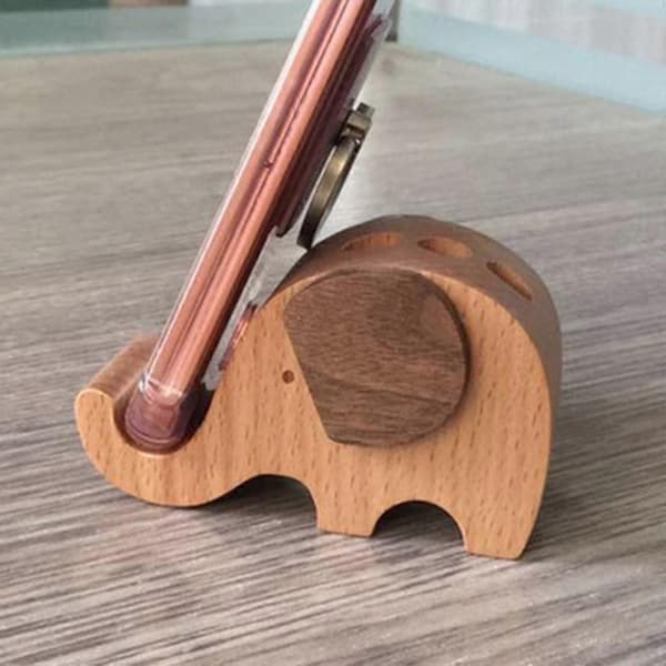Telefonstativ, Trætelefonstativ i træ Telefonholder i træ Wood Elephant