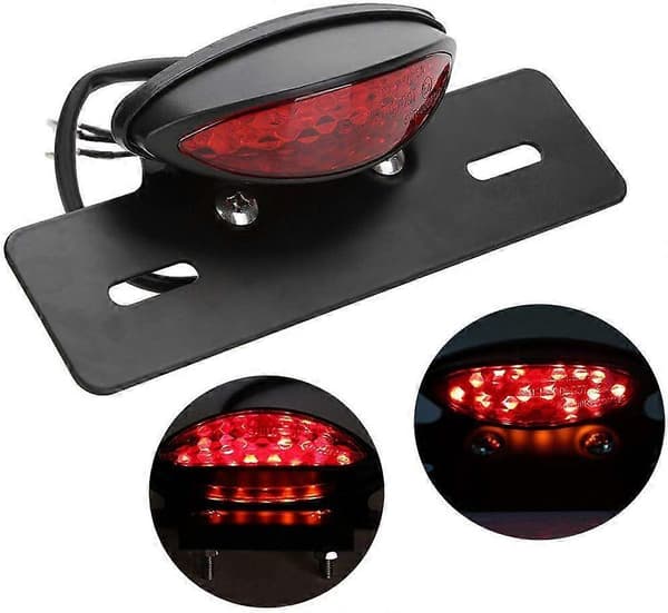 Motorcykel LED RØD Baglygte Bremsenummerpladelys Universal Modificeret Retro