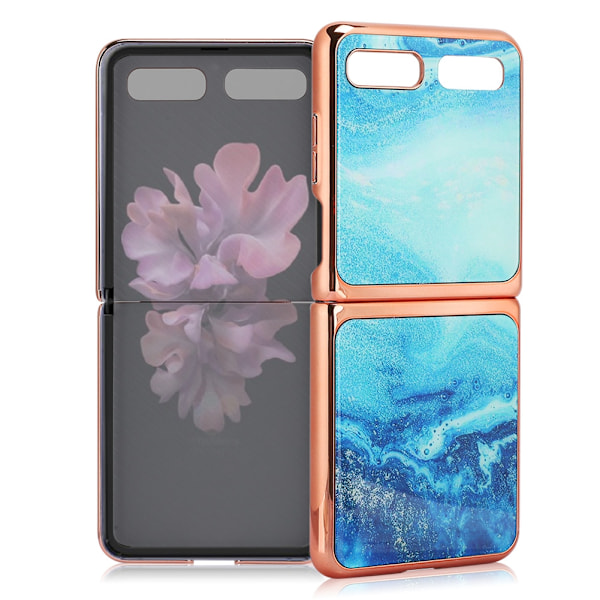Härdat Glas Skal för Mobiltelefon Skyddsfodral Baksida Skyddsfodral för Galaxy Z Flip Blå
