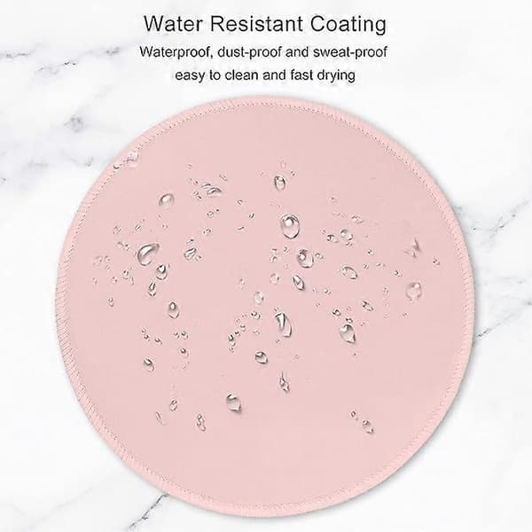 Musematte, Premium-teksturert Liten Rund Musematte Rosa, Sydde Kanter Anti-skli Vanntett Gummi Musematte