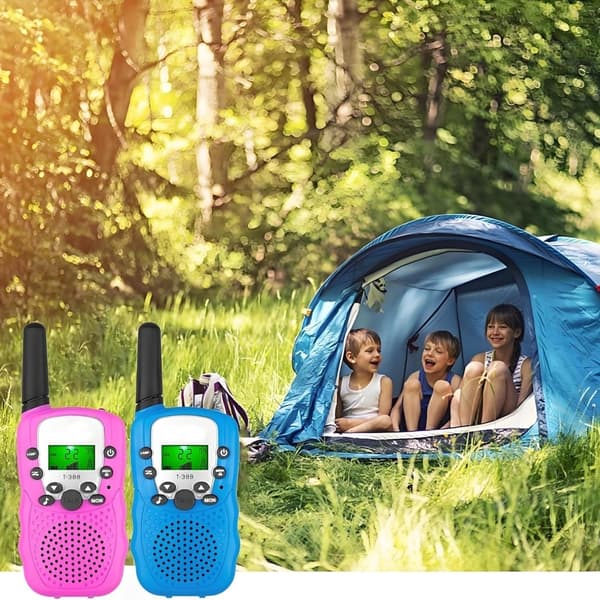2-pakning Walkie-Talkie for barn – 3 km rekkevidde, rosa